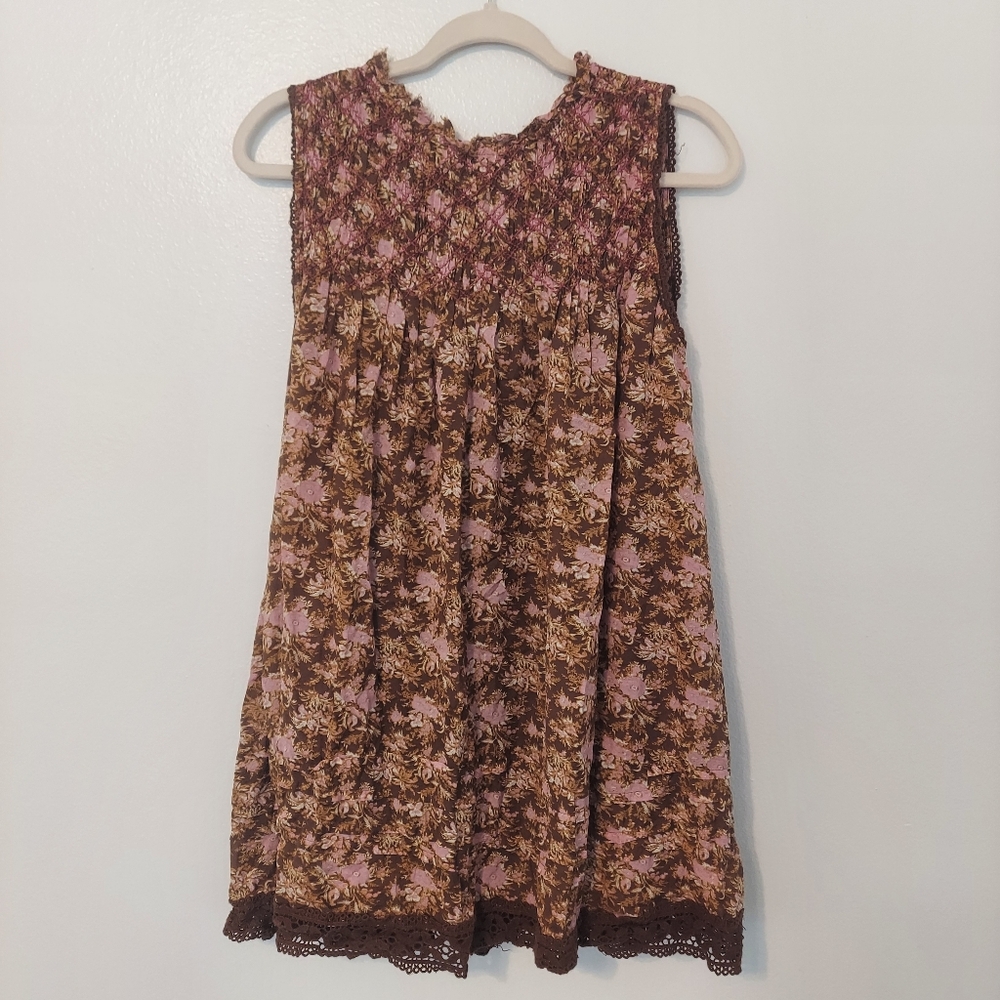 Free People Shea Brown and Pink Floral Dress Size XS